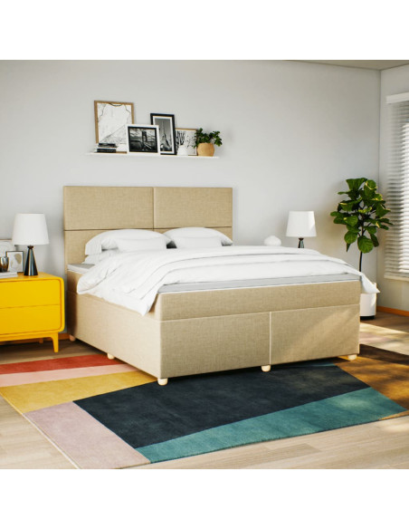 Giroletto a Molle con Materasso Crema 180x200 cm in Tessuto