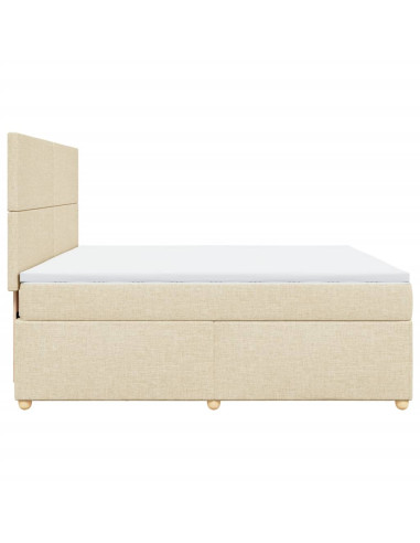 Giroletto a Molle con Materasso Crema 180x200 cm in Tessuto