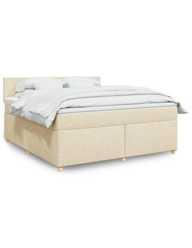 Giroletto a Molle con Materasso Crema 180x200 cm in Tessuto