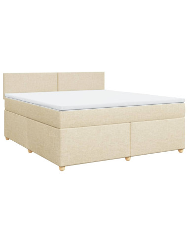 Giroletto a Molle con Materasso Crema 180x200 cm in Tessuto