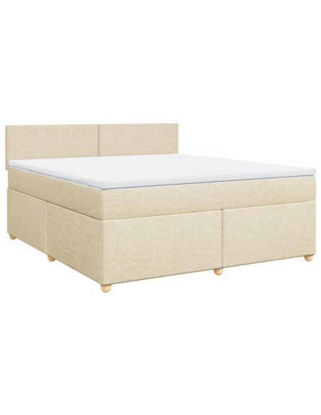 Giroletto a Molle con Materasso Crema 180x200 cm in Tessuto