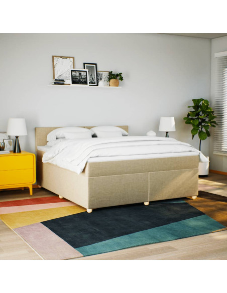 Giroletto a Molle con Materasso Crema 180x200 cm in Tessuto