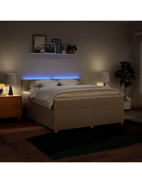Giroletto a Molle con Materasso Crema 180x200 cm in Tessuto