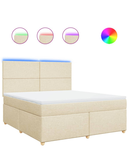 Giroletto a Molle con Materasso Crema 180x200 cm in Tessuto