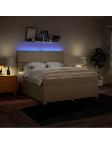 Giroletto a Molle con Materasso Crema 180x200 cm in Tessuto