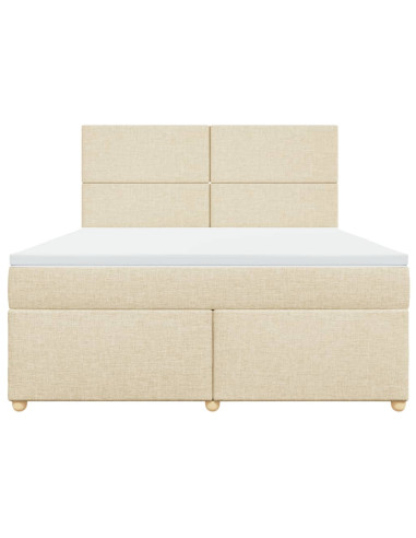 Giroletto a Molle con Materasso Crema 180x200 cm in Tessuto