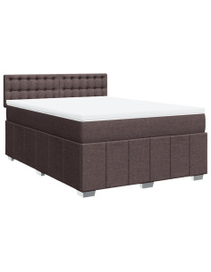 Giroletto a Molle con Materasso Marrone Scuro 160x200cm Tessuto 2
