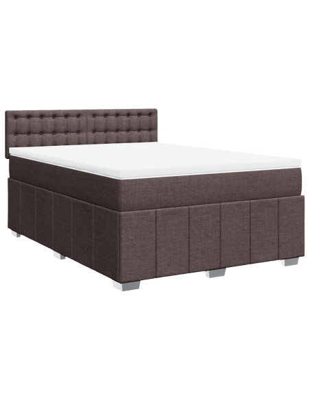 Giroletto a Molle con Materasso Marrone Scuro 160x200cm Tessuto