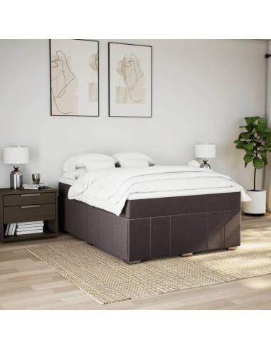 Giroletto a Molle con Materasso Marrone Scuro 160x200cm Tessuto