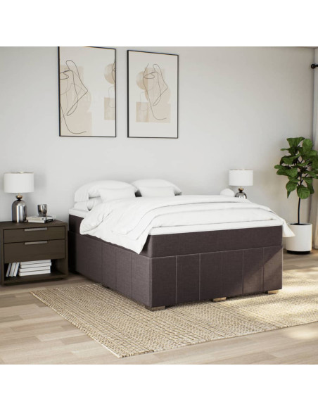Giroletto a Molle con Materasso Marrone Scuro 160x200cm Tessuto