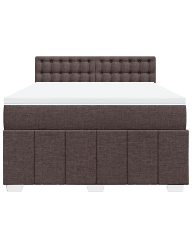 Giroletto a Molle con Materasso Marrone Scuro 160x200cm Tessuto