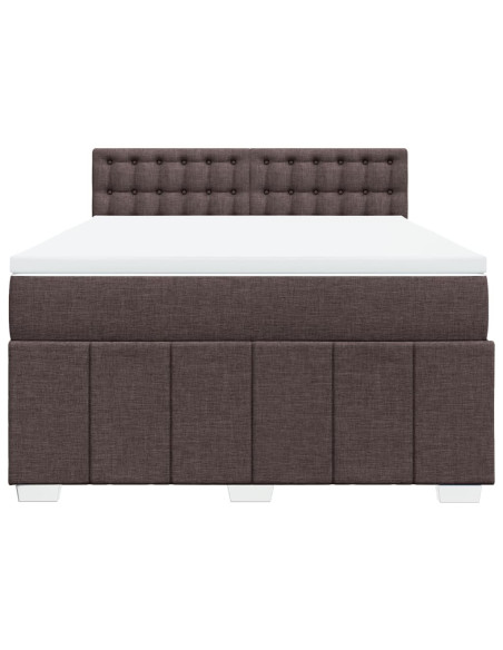 Giroletto a Molle con Materasso Marrone Scuro 160x200cm Tessuto