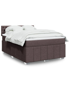 Giroletto a Molle con Materasso Marrone Scuro 160x200cm Tessuto