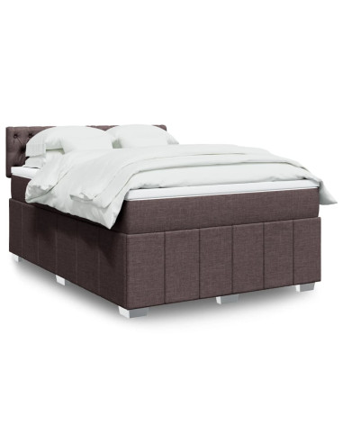 Giroletto a Molle con Materasso Marrone Scuro 160x200cm Tessuto