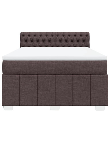 Giroletto a Molle con Materasso Marrone Scuro 160x200cm Tessuto