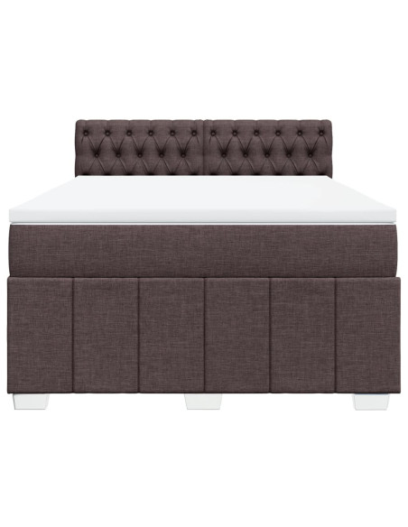 Giroletto a Molle con Materasso Marrone Scuro 160x200cm Tessuto