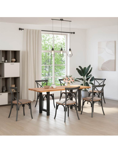 Gambe per tavolo da pranzo nere 2 pz 50x(72-73) cm in acciaio