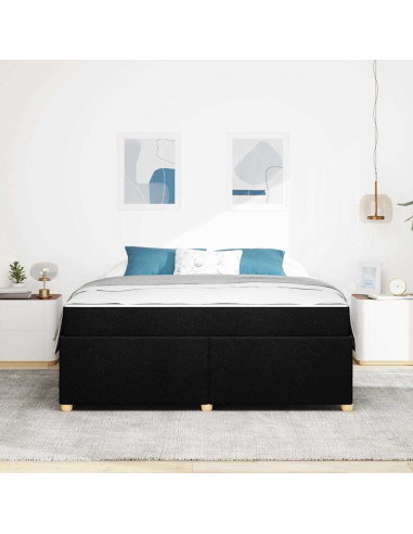 Struttura del letto con materasso Nero 180 x 200 cm Tessuto