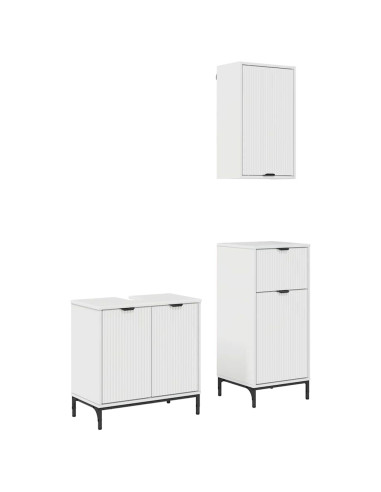 Set di mobili per il bagno con cassetto 3 pcs Bianco lucido