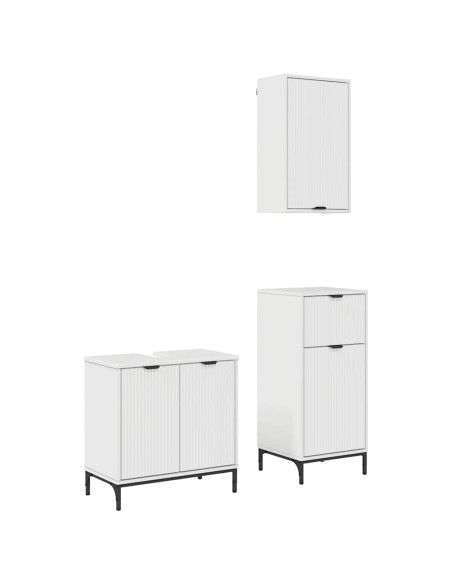 Set di mobili per il bagno con cassetto 3 pcs Bianco lucido
