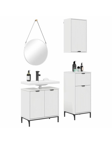 Set di mobili per il bagno con cassetto 3 pcs Bianco lucido