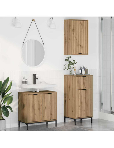 Set di mobili per il bagno 3 pz Rovere artigianale