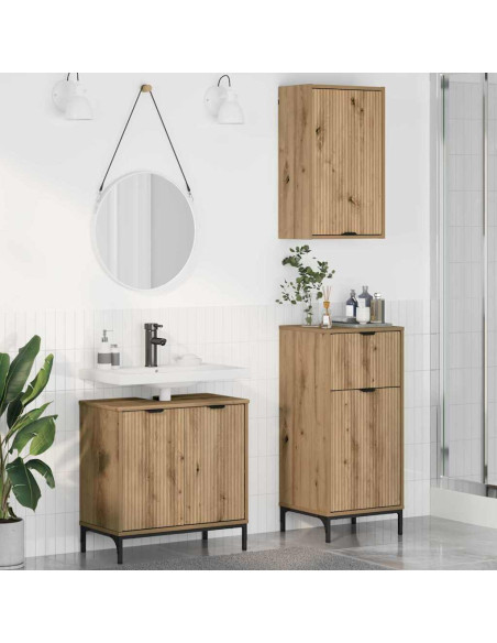 Set di mobili per il bagno 3 pz Rovere artigianale