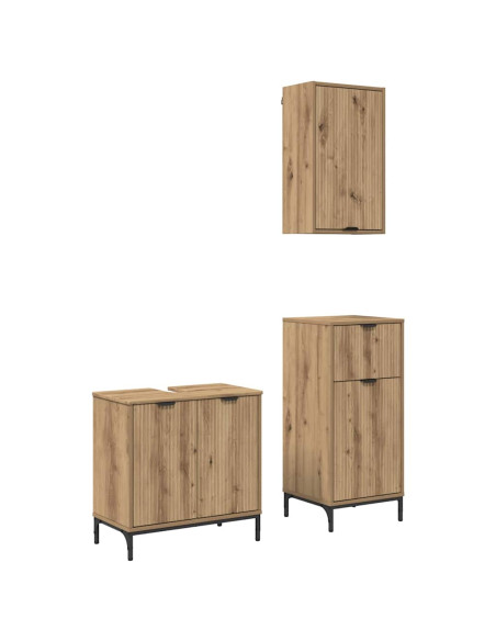 Set di mobili per il bagno 3 pz Rovere artigianale