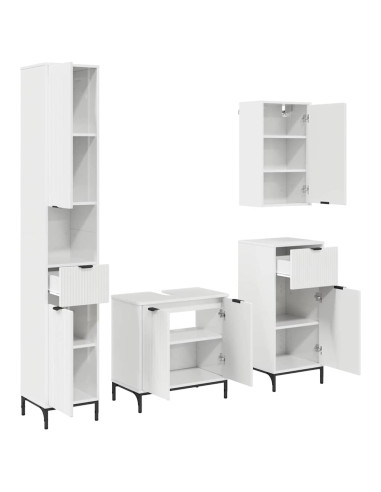 Set di mobili per il bagno con cassetto con porta Bianco Lucido