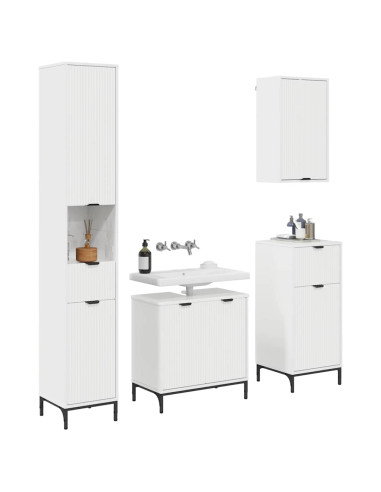 Set di mobili per il bagno con cassetto con porta Bianco Lucido