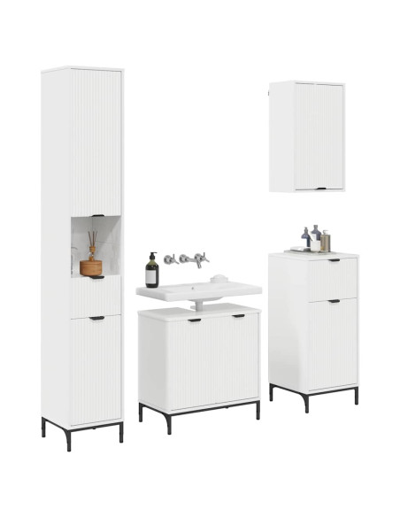 Set di mobili per il bagno con cassetto con porta Bianco Lucido