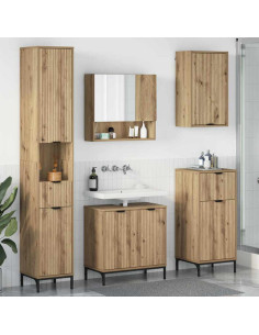 Set di mobili per il bagno 4 pz Rovere artigianale