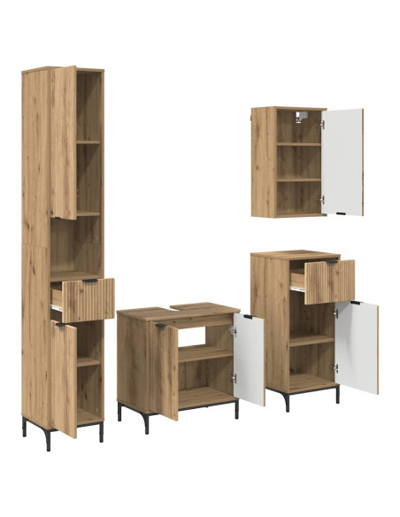 Set di mobili per il bagno 4 pz Rovere artigianale