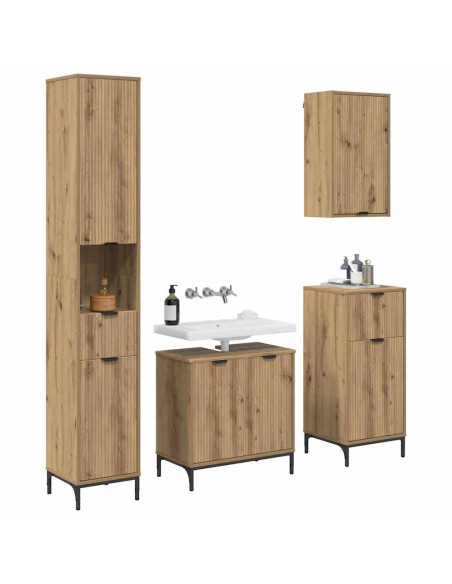 Set di mobili per il bagno 4 pz Rovere artigianale