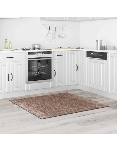Tappeto Shaggy Antiscivolo Marrone 120 x 120 cm PP