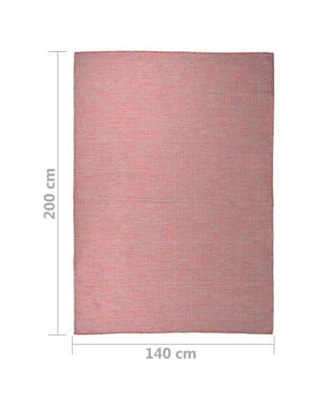 Tappeto da Esterni a Tessitura Piatta 140x200 cm Rosso