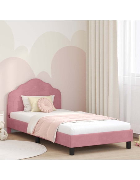 Struttura letto bambini con testata Rosa 90 x 200 cm Velluto