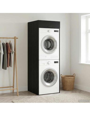 Mobiletto per lavatrice Rovere Nero 67,5 x 68 x 200 cm