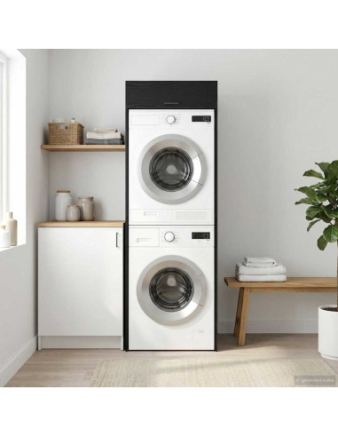 Mobiletto per lavatrice Rovere Nero 67,5 x 68 x 200 cm