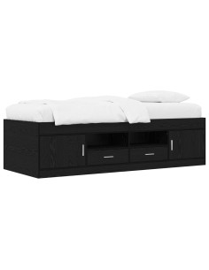 Telaio del letto con storage con porta Rovere Nero 80 x 200 cm 2