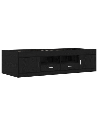 Telaio del letto con storage con porta Rovere Nero 80 x 200 cm
