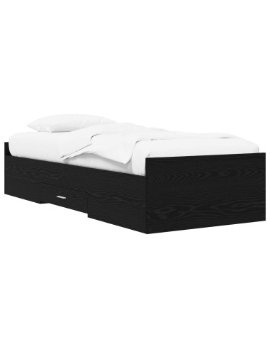 Telaio del letto con storage Rovere Nero 80 x 200 cm
