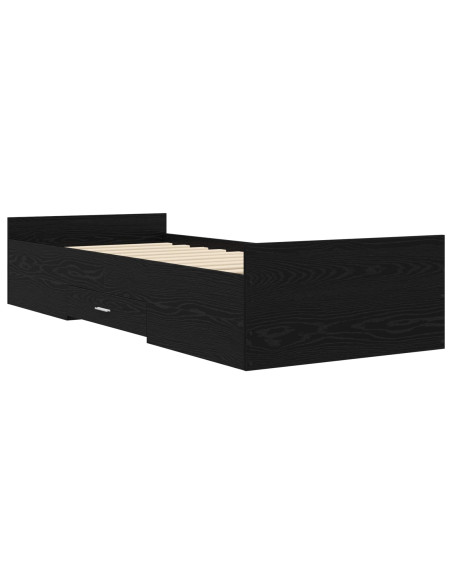 Telaio del letto con storage Rovere Nero 80 x 200 cm