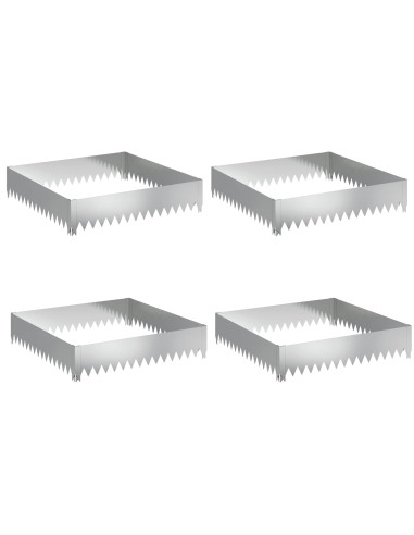 Bordura per Prato 4 pcs 100 x 100 x 20 cm Acciaio Argento