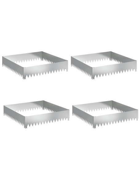 Bordura per Prato 4 pcs 100 x 100 x 20 cm Acciaio Argento