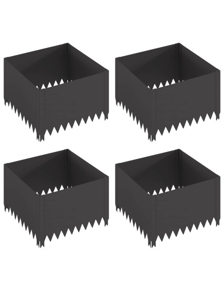 Bordura per Prato 4 pcs 60 x 60 x 35 cm Acciaio Nero