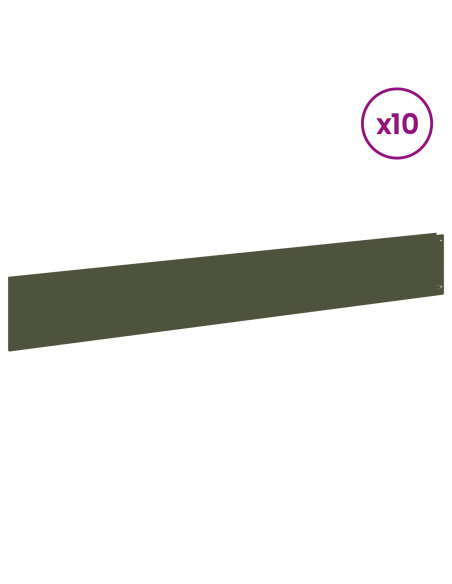 Bordura per Prato 10 pcs 100 x 15 cm Acciaio Verde Oliva