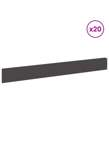 Bordura per Prato 20 pcs 100 x 12 cm Acciaio Nero