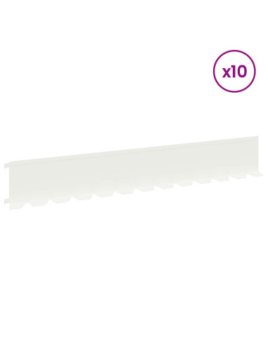 Bordura per Prato 10 pcs 102 x 15 x 4 cm Acciaio Bianco