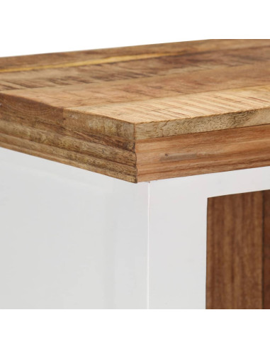 Credenza Bianca e Marrone 40x30x110 cm Legno di Mango e Acacia